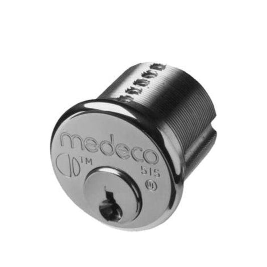 Medeco - 100200T - M3 Biaxial - 6-Pin - 1-1/8" Mortise Cylinder - Z02 Adams Rite Cam - DL Keyway Pinned - 26 - Satin Chrome - Grade 1