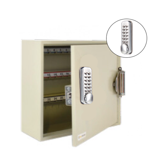 CodeLocks - Key Secure Hook Padlock Cabinet w/ CL160 - Self Closing - Mechanical Lock - Tubular Mortise Latch - Hold Back Feature - QuickCode - Optional Cabinet Storage - UHS Hardware