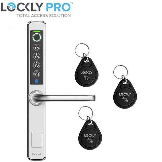 Lockly Guard - ATHENA 228SL - Narrow Stile Double Hook Mortise Lever Set- Slide Edition - Biometric Fingerprint - RFID- Keypad - Wi-Fi-Bluetooth App Controlled - Backset 1-1/8" - Stainless Steel