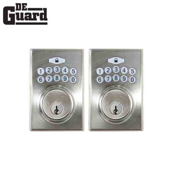 2 x Electronic Keypad Keyed Deadbolt - Grade 3 - Satin Stainless Steel - (KW1) (2 for 1) - UHS Hardware