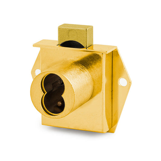 Olympus - 725M - IC Core Mortise Deadbolt Drawer Lock - BEST SFIC - 1-1/16" to Cylinder Length - Standard Length Bolt - Satin Brass - Optional Handing - Optional Key Retaining - Grade 1 - UHS Hardware