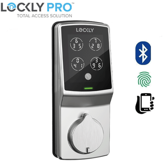 Lockly - PGD728FSN - Secure PLUS Fingerprint Biometric Electronic Deadbolt - Keypad-Bluetooth App Controlled - Satin Nickel
