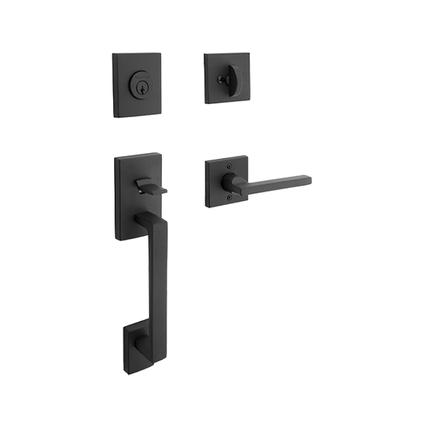 Baldwin Reserve - La Jolla Contemporary Lever Handleset - Full Dummy - Square Rose - 190 - Satin Black - Grade 2 - Optional Handing - UHS Hardware