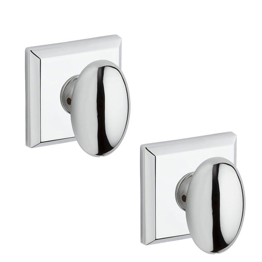Baldwin - Ellipse Knob Set - Square Rose - Polished Chrome - Passage / Privacy - Grade 2