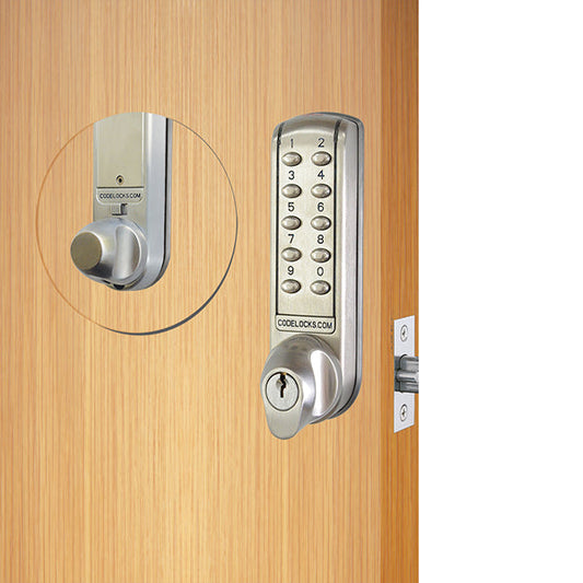 Code Locks - CL2255 - Electronic Door Lock - Dual Backset Latch 2 3/8" - 2 3/4" - Electronic Tubular Mortise Latch - Brushed Steel - UHS Hardware