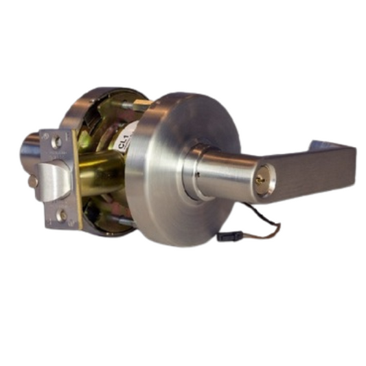 Command Access - Electrified Cylindrical Clutch Lever Set - Fail Safe - Storeroom - L6 Lever - 12/24V - Satin Chrome - Grade 1