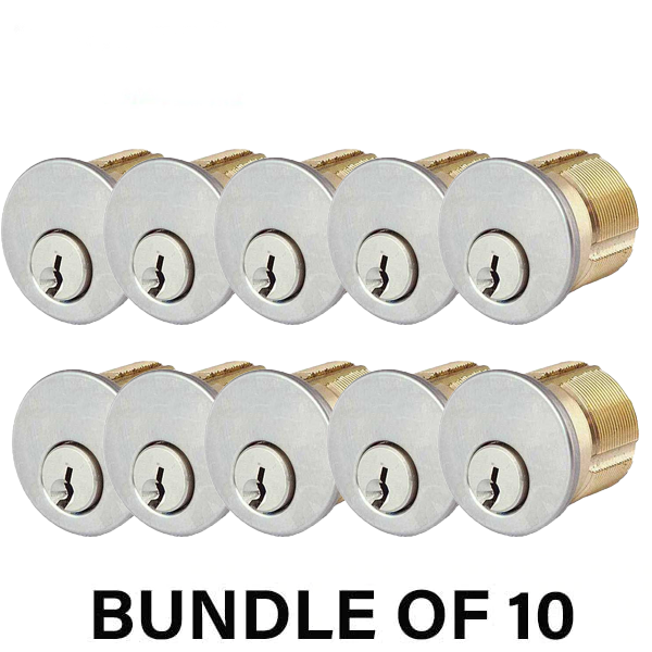 Premium Mortise Cylinder - 1-1/8" - 26D - Satin Chrome - (SC1) (BUNDLE OF 10) - UHS Hardware