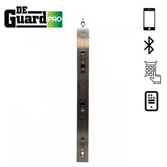 DeGuard Pro - Premium Electronic Keyless Entry Smart Narrow Stile Lever Set - S1B - Sliding Doors - Bluetooth / Fingerprint / RFID / Wi-Fi - IP66 - Silver
