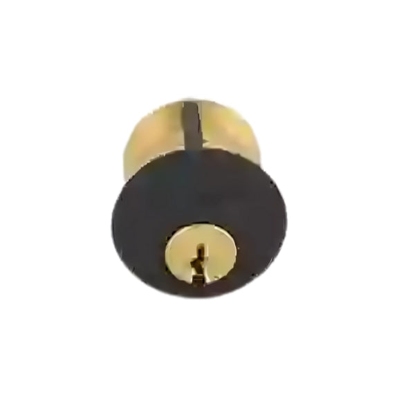 Close-up view of the HQ Lock Mortise Cylinder showing the SC1 keyway, solid brass material, and 11P black finish.