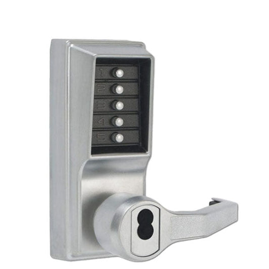 Simplex - LR1076S26D41 - Mechanical Pushbutton Cylindrical Lever Set - Entry / Privacy Lockout Lever - Schlage FSIC Prep - 2-3/4" Backset - Less Core - Satin Chrome - RH / RHR