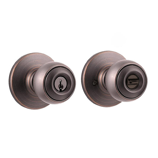Kwikset - 400P - Polo Knob Set - Round Rose - Venetian Bronze - Entrance - SmartKey Technology - Grade 3