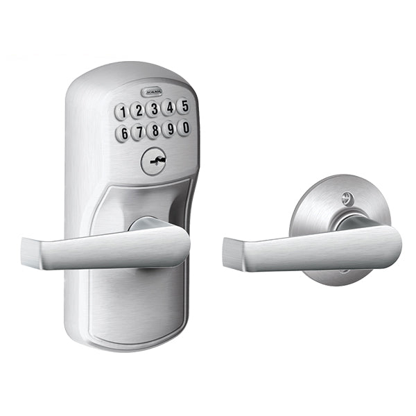 Schlage - FE575 - Keypad Entry with Auto Lock - Plymouth Trim and Elan Lever - Satin chrome - Grade 2 - UHS Hardware