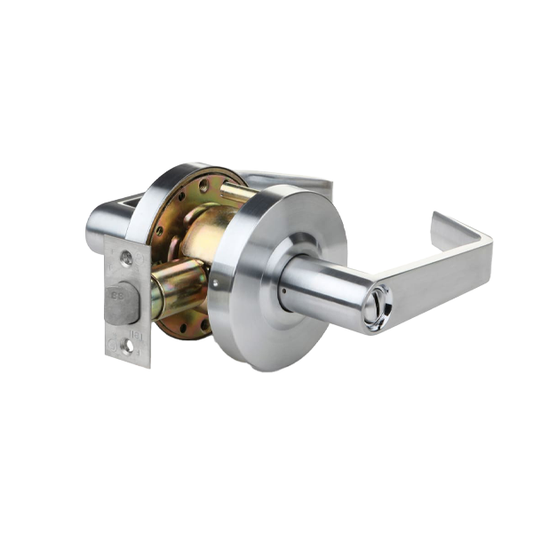 TELL - CL100255 - Heavy Duty Cylindrical Leverset - Cortland - 2 3/4" Backset - Satin Chrome - Grade 1 - Privacy