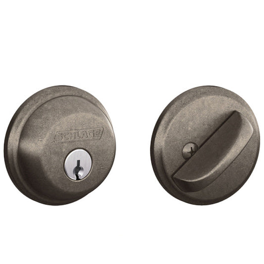 Schlage - B60 - Single Cylinder Deadbolt - Entrance - Distressed Nickel - Schlage "C" Keyway - Keyed Different - Grade 2