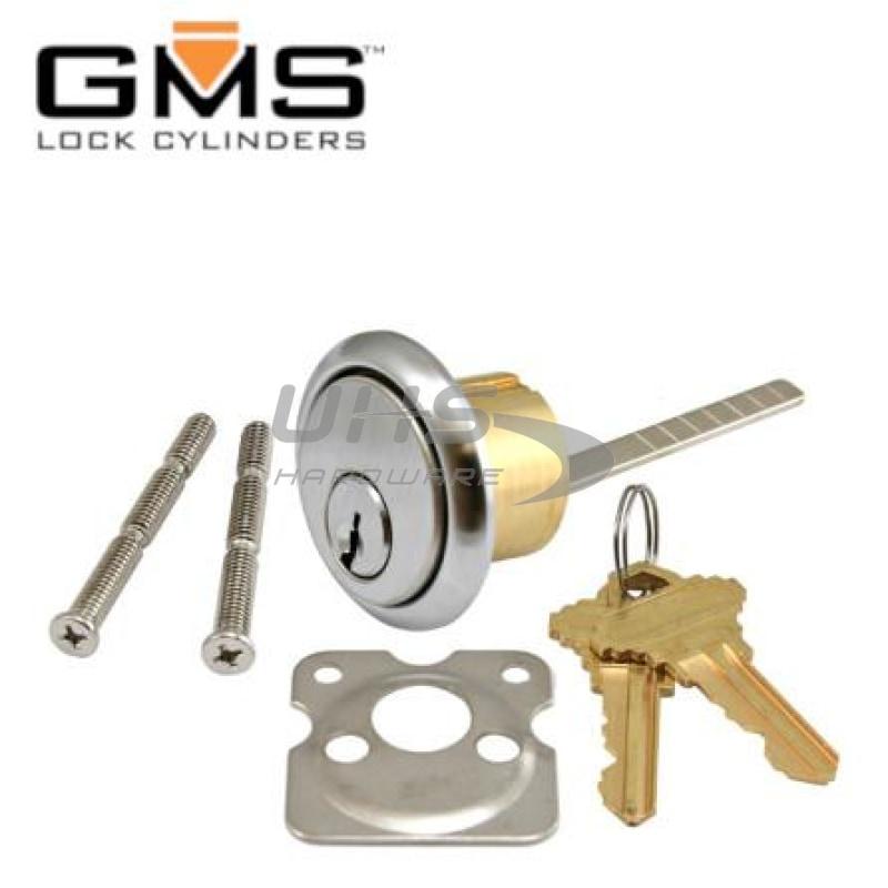 GMS Rim Cylinder - 1-1/8" - 5 Pin - US26D - Satin Chrome - UHS Hardware