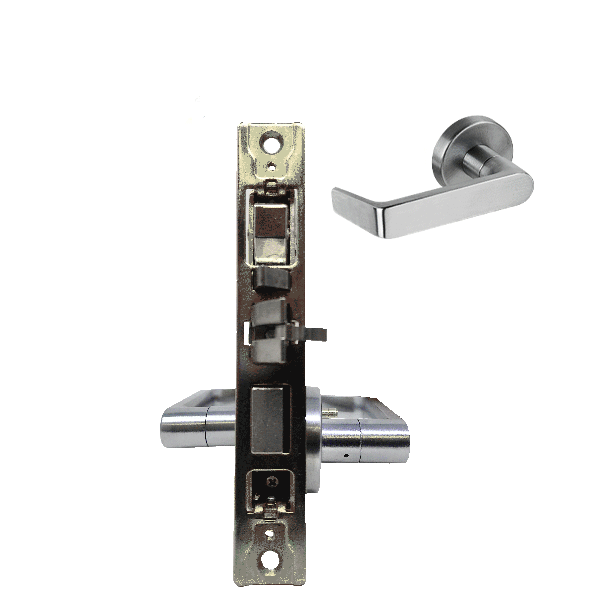 Cal-Royal - NM8453 - NM Series Mortise Lock - Heavy Duty - Entrance - Right Handing - SS Escutcheon - 2 3/4" Backset - Satin Chrome - Fired Rated - Grade 1
