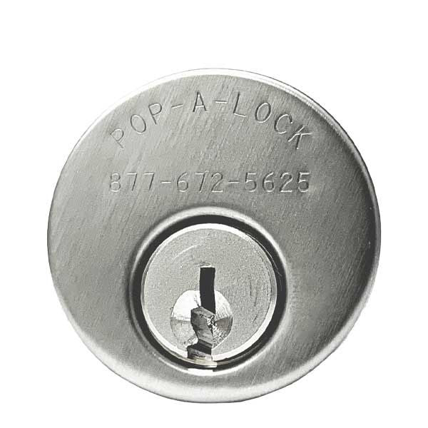 POP-A-LOCK - Branded Premium Mortise Cylinder w/ Phone Number - 1" - 26D - Satin Chrome - (SC1) - UHS Hardware