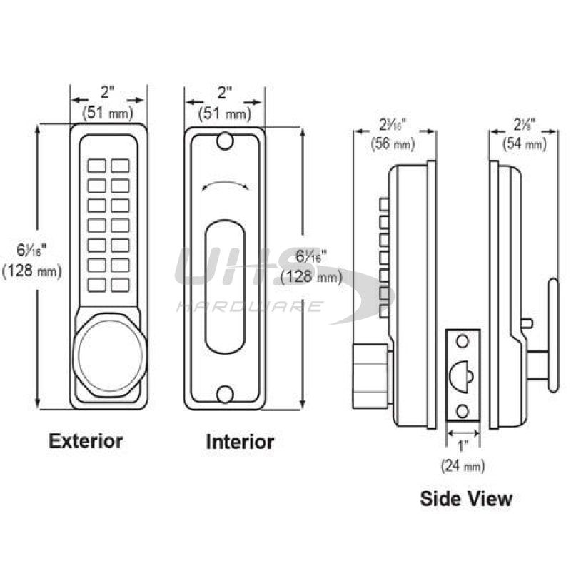 Simplex LD 452 Mechanical Pushbutton Lock - Tubular Latch Bolt - 70mm - Backset - w/ Latch Holdback & Octagon Knob - 32D - Satin Stainless - UHS Hardware
