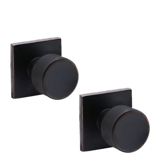 Contemporary Flat Ball Door Knob Set - Passage - Square Rose - Aged Bronze - Grade 3 - UHS Hardware