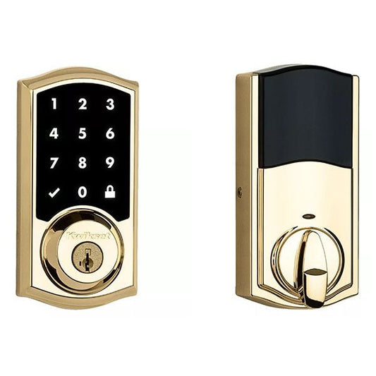 Kwikset - 916 - SmartCode Traditional Electronic Deadbolt - with Zigbee Technology - L03 - Lifetime Polished Brass - Grade 2 - UHS Hardware