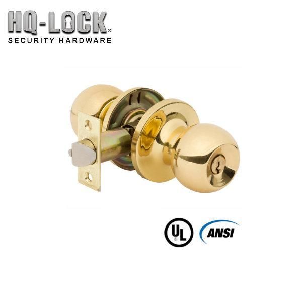 HQ LOCK 4371 - Commercial Door Knob - Grade 2 - Gold - SC4 - Entrance - UHS Hardware