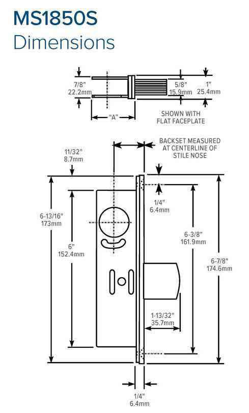 Adams Rite - MS Deadlock - MS1851S - 1-1/8" Backset - ANSI Size - Straight Bolt - Radial Faceplate - Aluminum - Metal Door - UHS Hardware