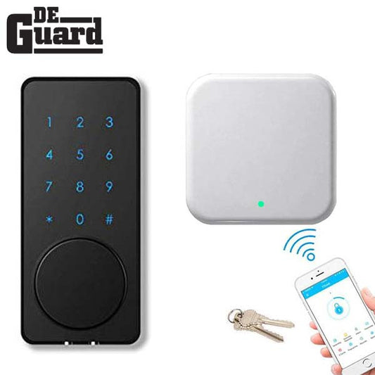 G2 Wifi Internet Gateway & Electronic Bluetooth Touchscreen Deadbolt w/ Phone App & Key Override (Silver / Black) (WiFi Bundle) - UHS Hardware