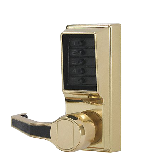 Simplex - LL1011 - Mechanical Pushbutton Cylindrical Lever Lock - 2¾" Backset - Bright Brass - LH/LHR - UHS Hardware