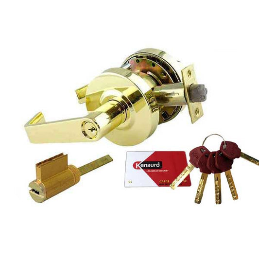 Commercial Lever Handle - High Security KIK Cylinder - 2-3/4” Standard Backset - Polished Brass - Entrance - Grade 2 - UHS Hardware