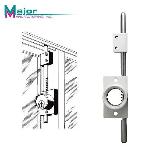 Major Mfg - The Octopod - 9" Lock Bar - Less Cylinder - for Sliding Patio Doors and Windows - White Powdercoat - UHS Hardware