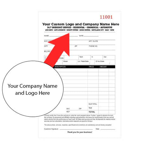 Custom Branded Locksmith Invoice / Receipt Books (50 Pack) - UHS Hardware