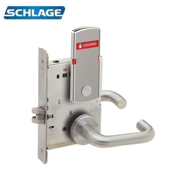 Schlage - L9040 - L Series Mortise Lock - Non-Keyed - Exit Indicator - Privacy - Fire Rated - Satin Chrome - Grade 1