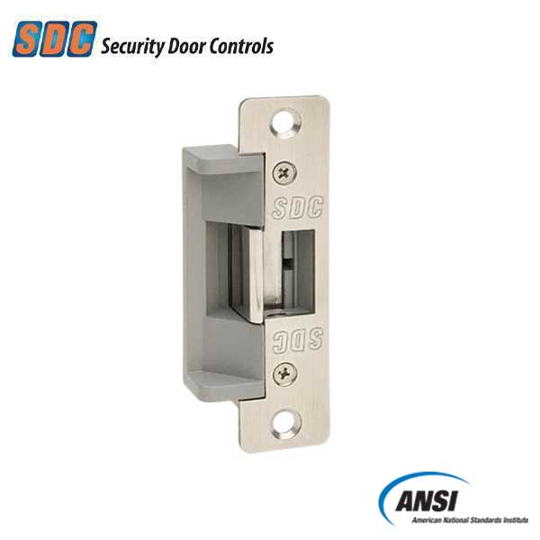 SDC - Electrified Cylindrical Strike - Fail Secure - 12VDC - 4-7/8” Faceplate - Satin Stainless Steel - UHS Hardware