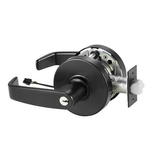 Sargent - 10G70 - Electromechanical Cylindrical Lock - L Rose / L Lever - Fail Safe - LA Keyway - BSP - Black Suede Powder Coat - 24V - Grade 1 - UHS Hardware