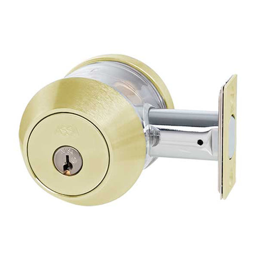 ASSA - 7000 Series - MAX+ Single Cylinder Deadbolt with Security Guard - 605 - Bright Brass - Grade 1 - UHS Hardware