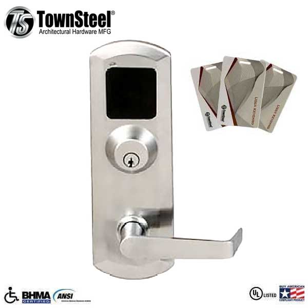 TownSteel - XRF4000 - RFID Reader - Exit Device Trim for ED5500/ED5500F - Trim Only w/ Key Override - Satin Chrome - Classroom - UHS Hardware