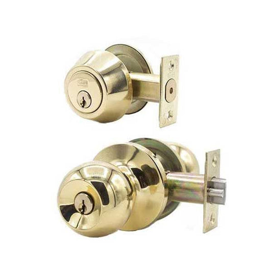 Premium Combo Lockset - Polished Brass - Entrance - Grade 3 - SC1 - UHS Hardware