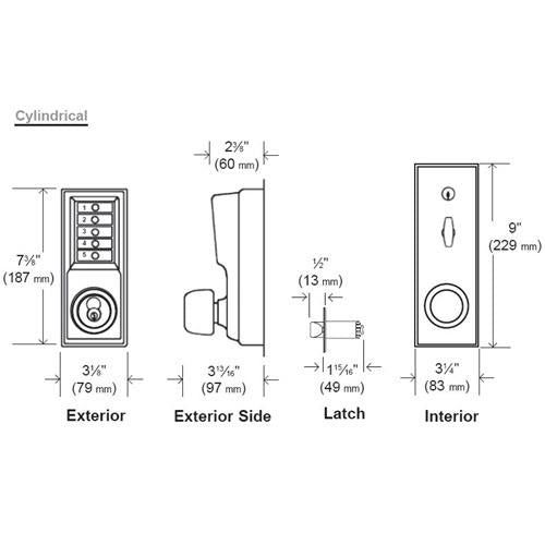 Simplex 1011 Pushbutton Cylindrical Lock w/ Knob Combination Entry Only - 26D - Satin Chrome - UHS Hardware