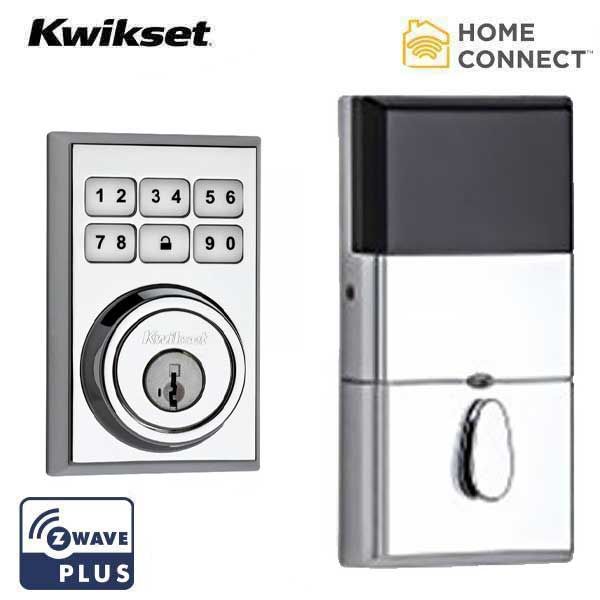 Kwikset - SmartCode 910CNT - Electronic Contemporary Deadbolt - 26 - Polished Chrome - Home Connect - Z-Wave - SmartKey Technology - UHS Hardware