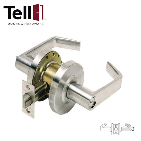 TELL-CL101027 - Standard Duty Cylindrical Leverset - Cortland - Storeroom - 2 3/4" Backset - Satin Chrome - Grade 2 - UHS Hardware