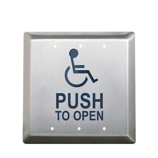 Camden CM-45/4 - Square Push Plate Switch - w/ Push to Open Sign - 4-1/2" - UHS Hardware