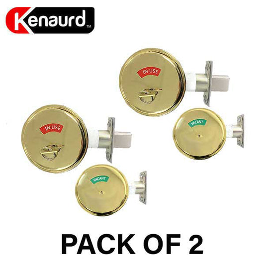 2 x Premium Commercial Privacy Indicator Deadbolt - US3 - Polished Brass - Grade 2 (Bundle of 2)
