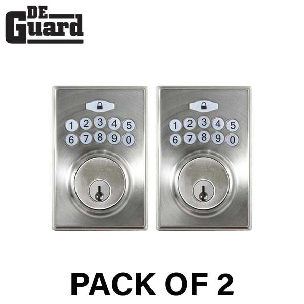 2 x Electronic Keypad Keyed Deadbolt - Grade 3 - Satin Stainless Steel - (KW1) (Bundle of 2) - UHS Hardware