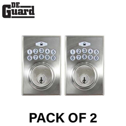 2 x Electronic Keypad Keyed Deadbolt - Grade 3 - Satin Stainless Steel - (KW1) (Bundle of 2) - UHS Hardware