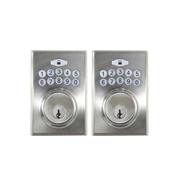 2 x Electronic Keypad Keyed Deadbolt - Grade 3 - Satin Stainless Steel - (KW1) (2 for 1) - UHS Hardware