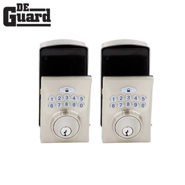 2 x Electronic Keypad Keyed Deadbolt - Grade 3 - Satin Stainless Steel - (KW1) (2 for 1) - UHS Hardware