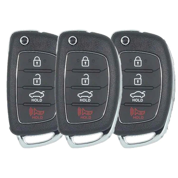 3 x 2015-2017 Hyundai Sonata / 4-Button Flip Key / PN: 95430-C1010 / TQ8-RKE-4F16 (AFTERMARKET) (Pack of 3)