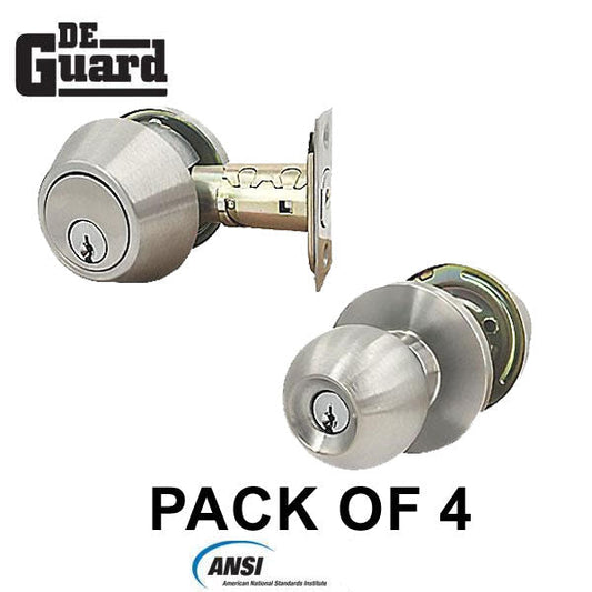 4 x Premium Commercial Combo Lock Set w/ Knob & Deadbolt – 26D Silver – SC4 Keyway – Grade 2 (Pack of 4) - UHS Hardware