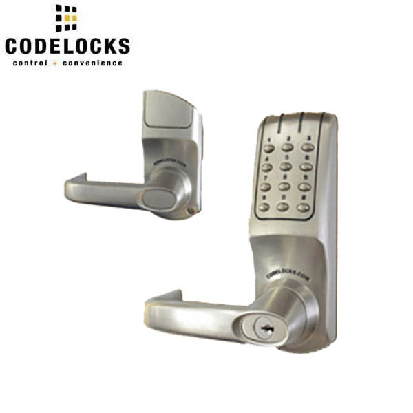 Code Locks - CL5210 - Electronic Door Lock - 2 3/4" Backset - Tubular Latchbolt  - Brushed Steel - Optional Cylinder Prep - Fire Rated - Grade 2 - UHS Hardware
