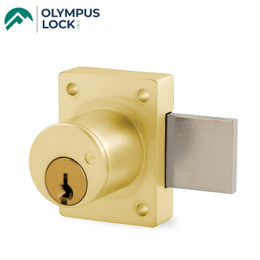 Olympus - 700S - Cabinet Door Deadbolt Lock - Key Retaining - S Series Schlage C Keyway - Optional Cylinder Length - Polished Brass - Optional Keying - Optional Handing - Grade 1 - UHS Hardware